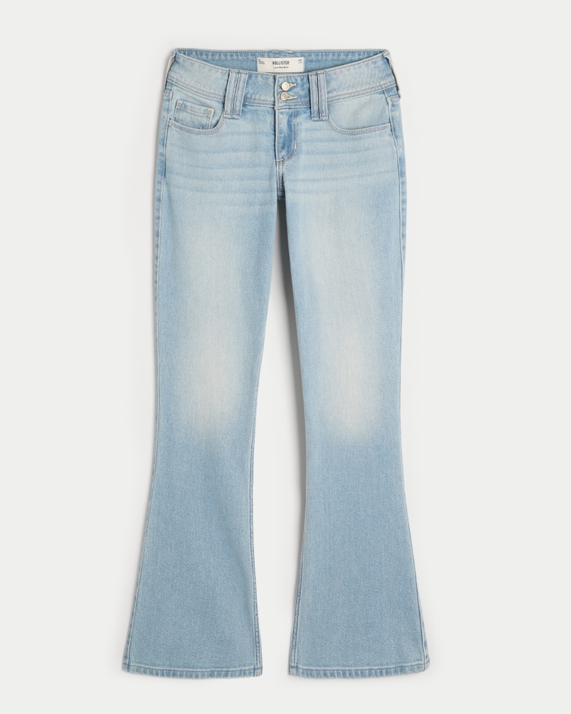 bootcut-jeans mit niedrigem bund schmetterlingsstickerei und mittlerer waschung