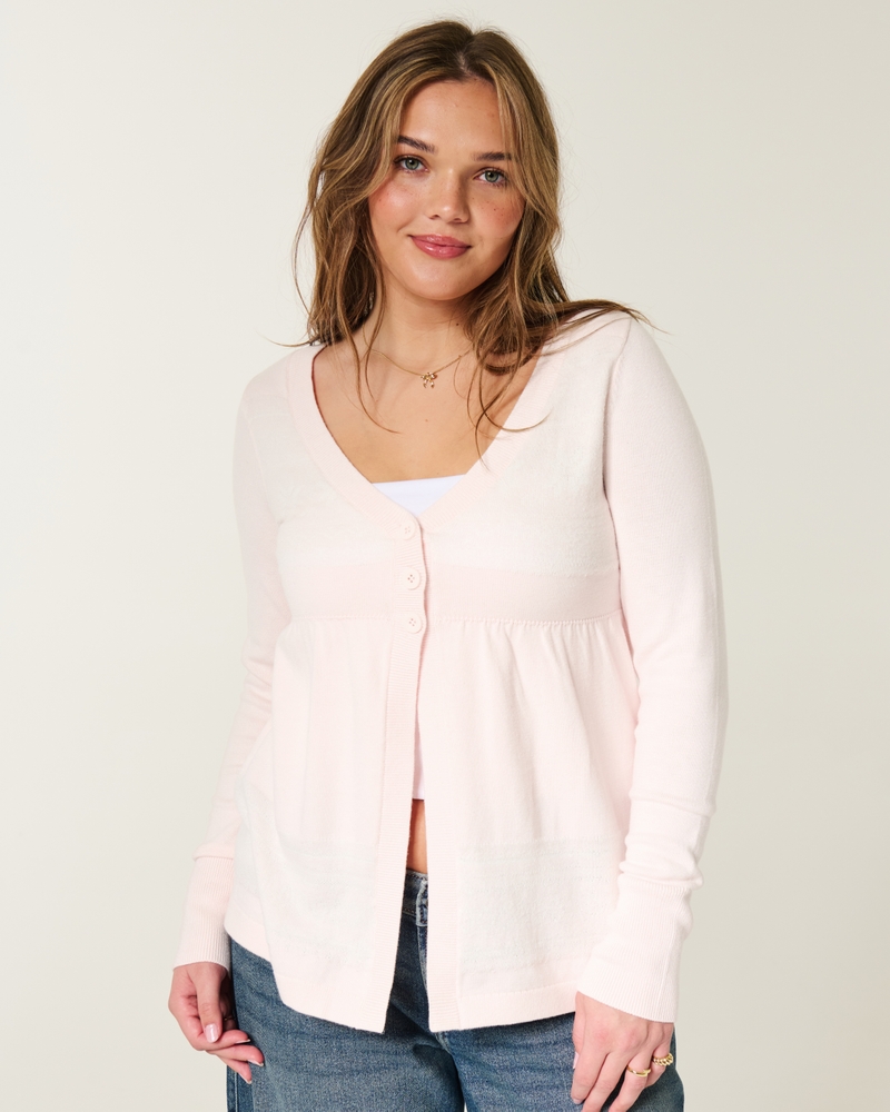 langärmelige fließende babydoll-strickjacke