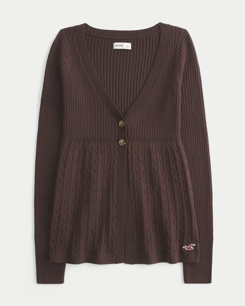 langärmelige fließende babydoll-strickjacke