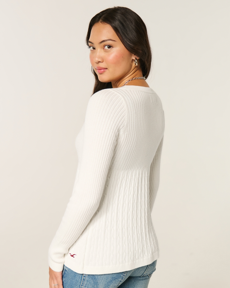 langärmelige fließende babydoll-strickjacke