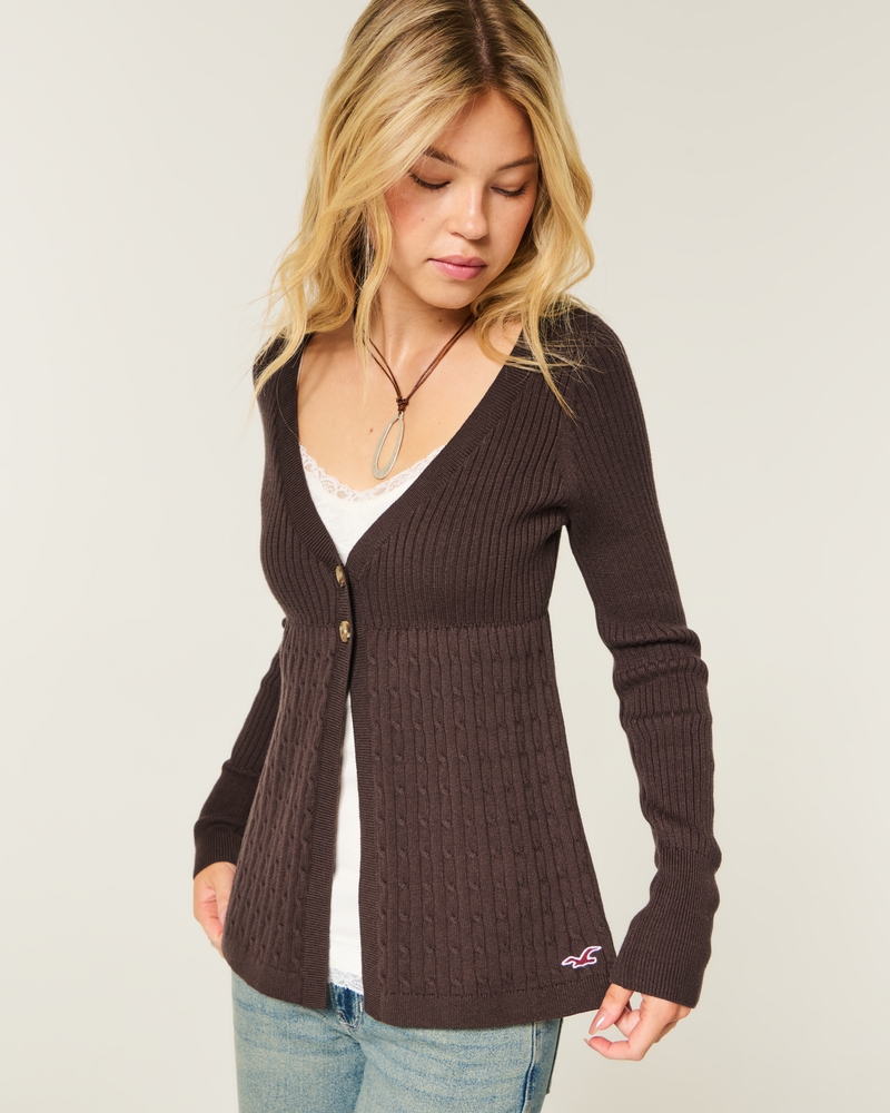 langärmelige fließende babydoll-strickjacke