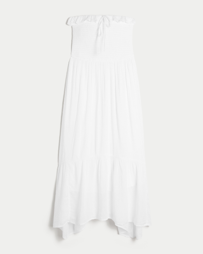 trägerloses plissiertes maxikleid