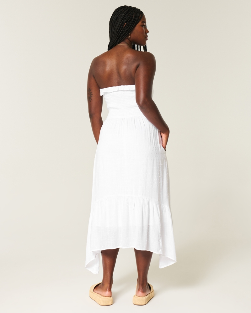 trägerloses plissiertes maxikleid