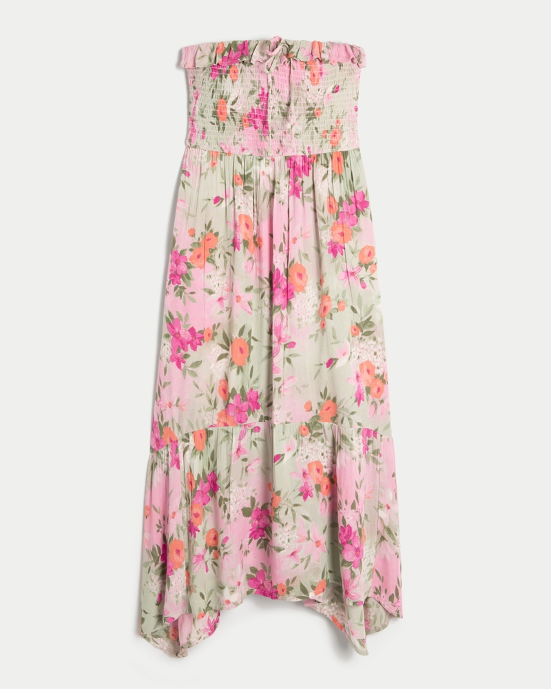 trägerloses plissiertes maxikleid