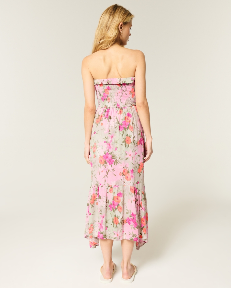 trägerloses plissiertes maxikleid