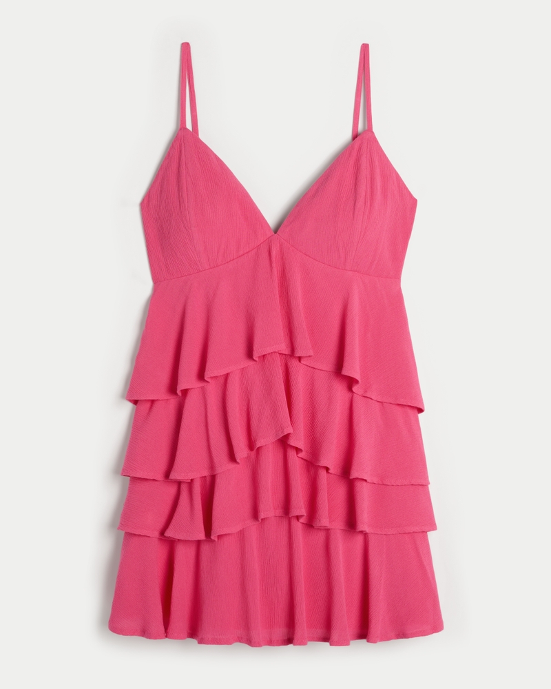 minikleid im babydoll-stil mit v-ausschnitt und rüschen