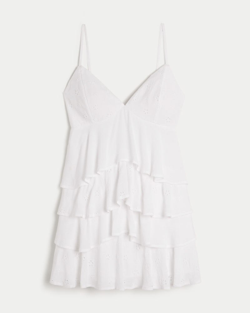 minikleid im babydoll-stil mit v-ausschnitt und rüschen