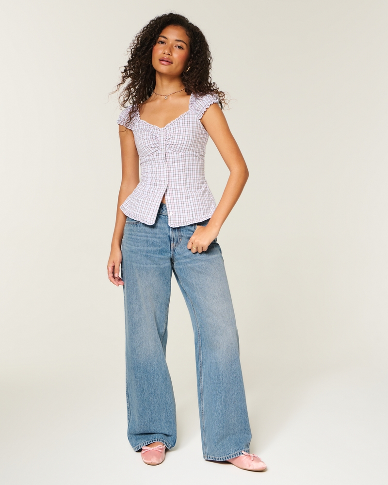 verstellbarer bund niedrige leibhöhe dunkle waschung locker sitzende jeans