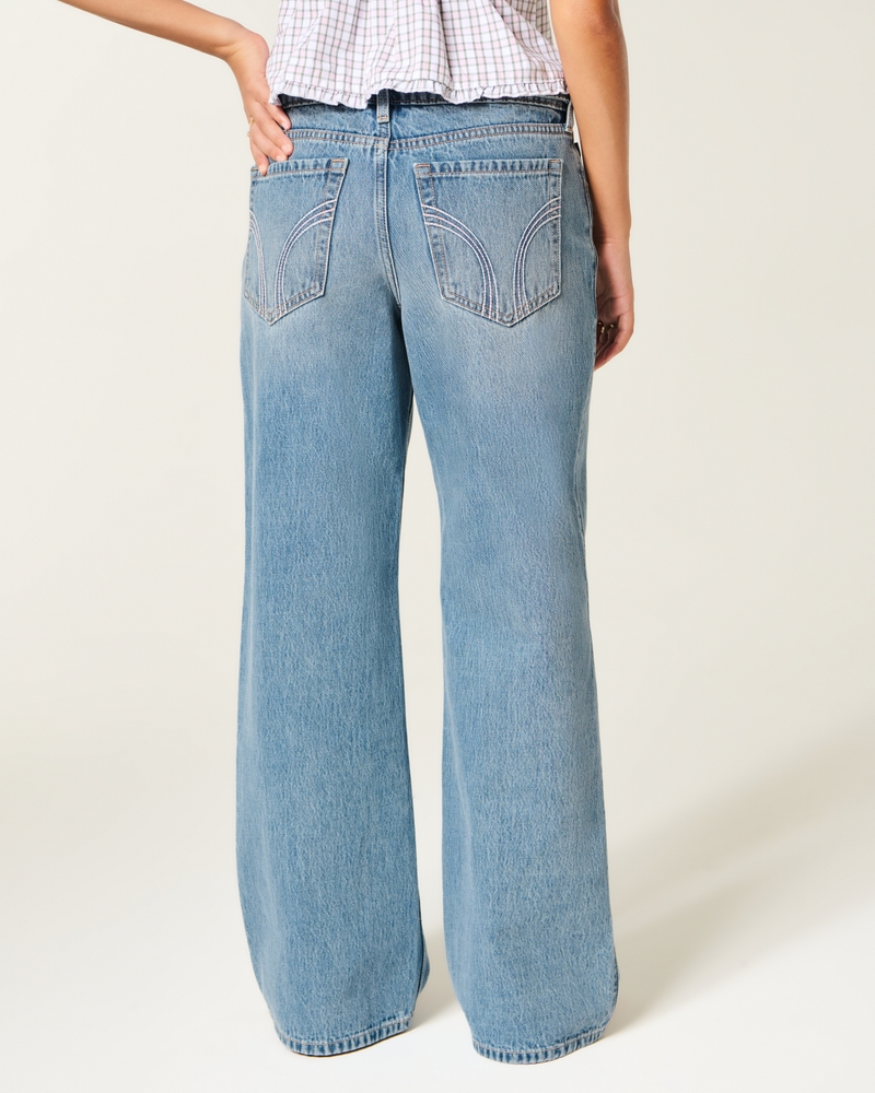 verstellbarer bund niedrige leibhöhe dunkle waschung locker sitzende jeans