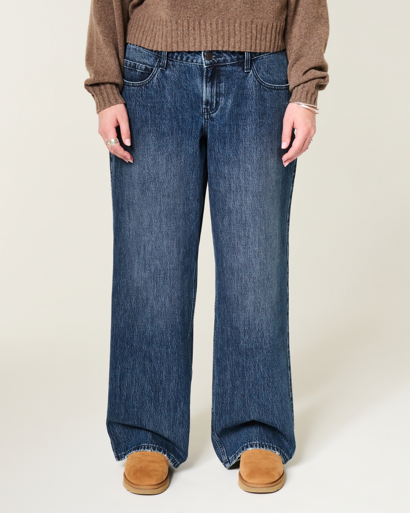 verstellbarer bund niedrige leibhöhe dunkle waschung locker sitzende jeans