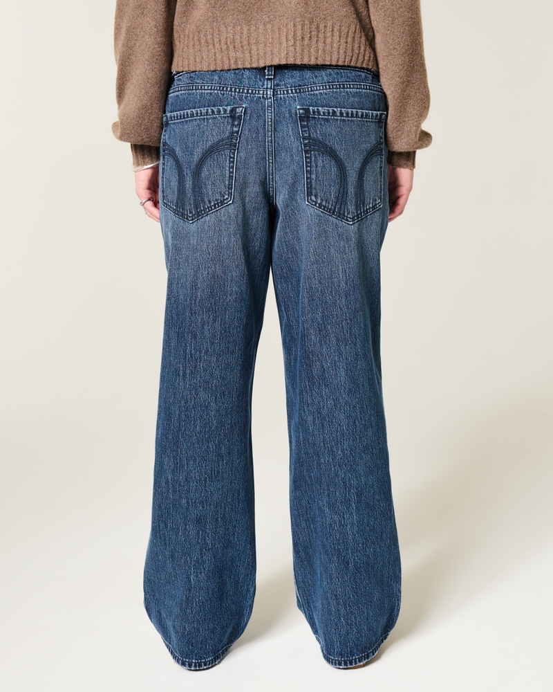 verstellbarer bund niedrige leibhöhe dunkle waschung locker sitzende jeans