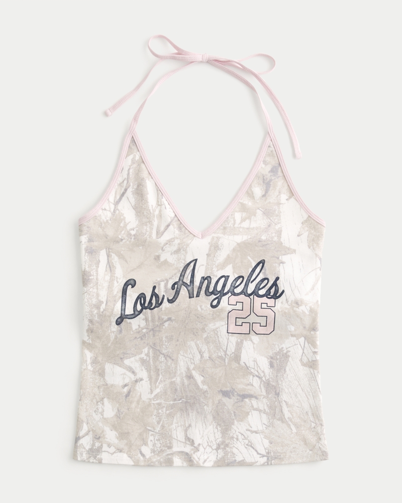 neckholder-top mit los-angeles-muster im camouflage-look
