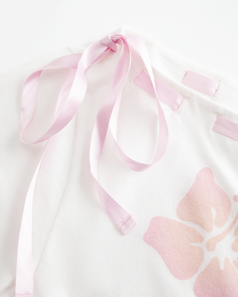 weit geschnittenes schulterfreies t-shirt mit bindeband vorne
