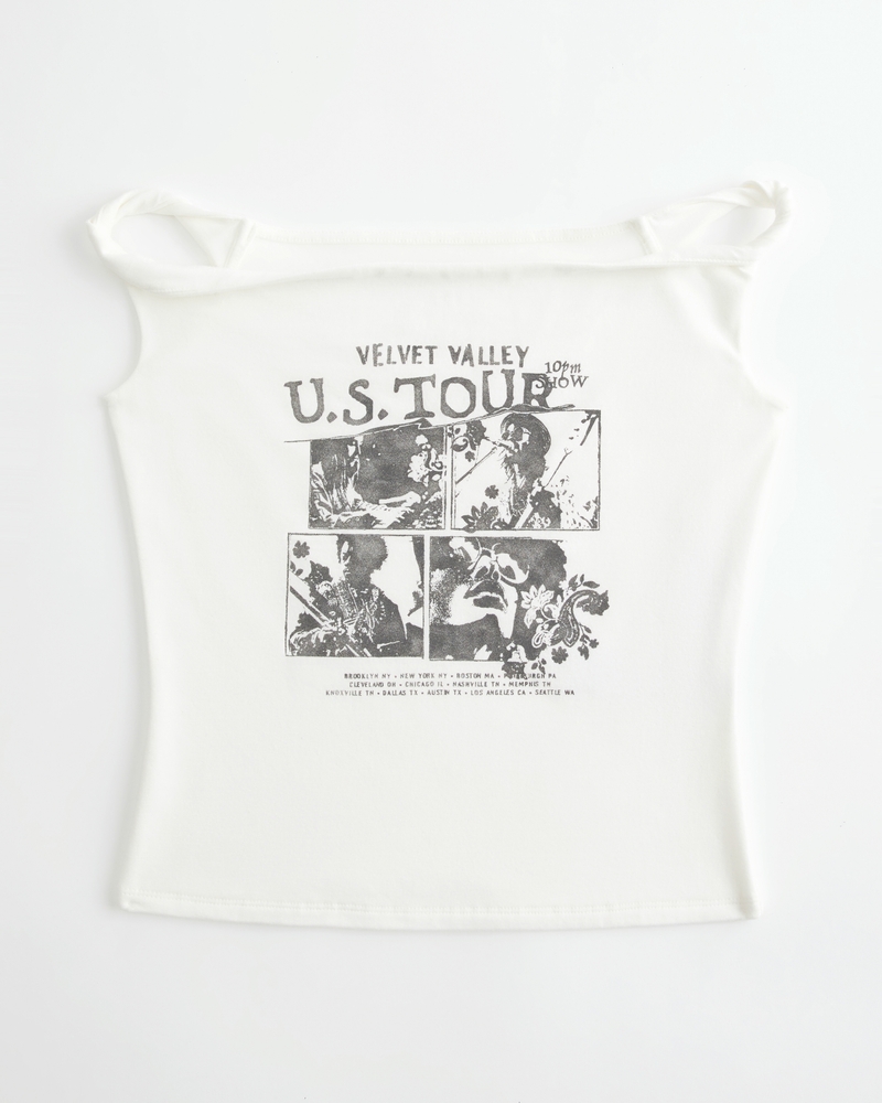 new york city twisted off-shoulder print t-shirt