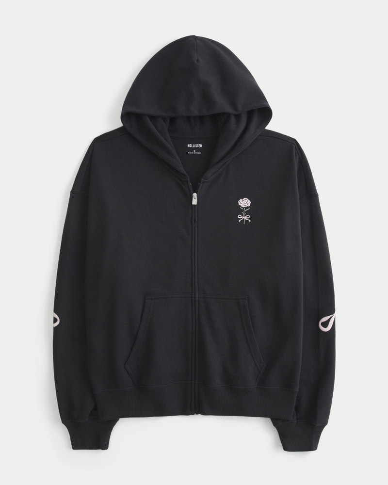 oversized kapuzenpullover mit grafikprint und reißverschluss