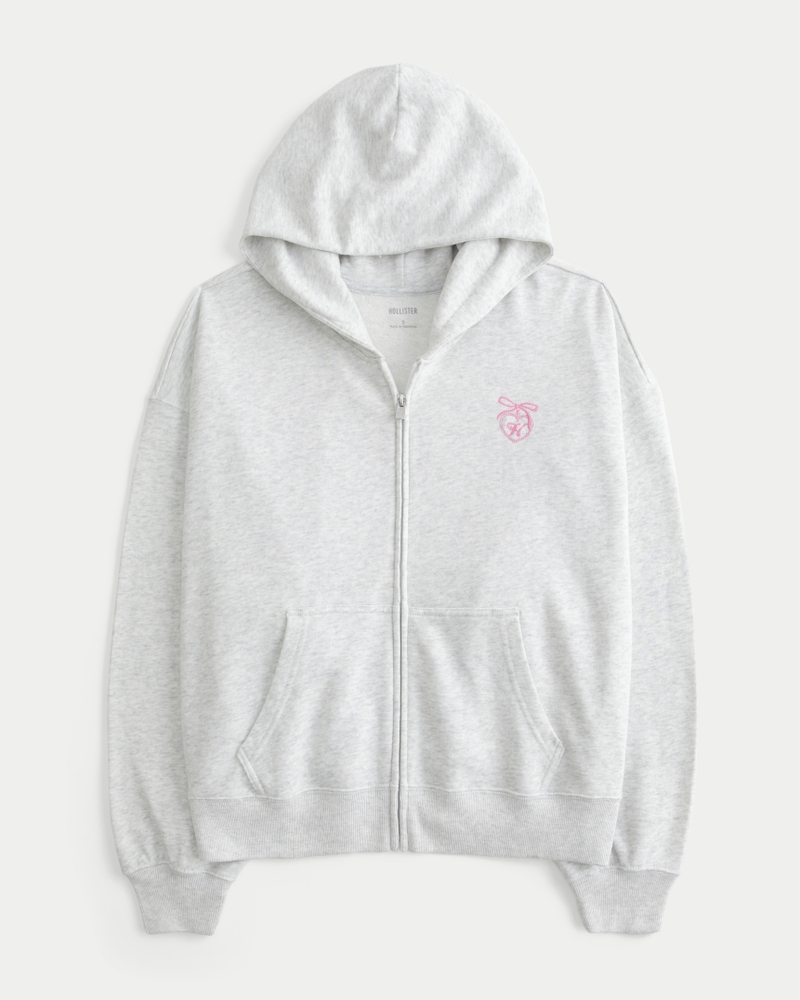 oversized kapuzenpullover mit grafikprint und reißverschluss
