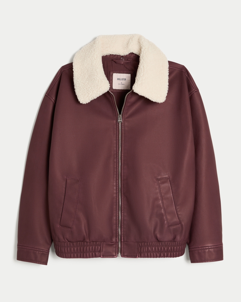 fliegerjacke aus kunstleder mit kragen aus lammwolle.