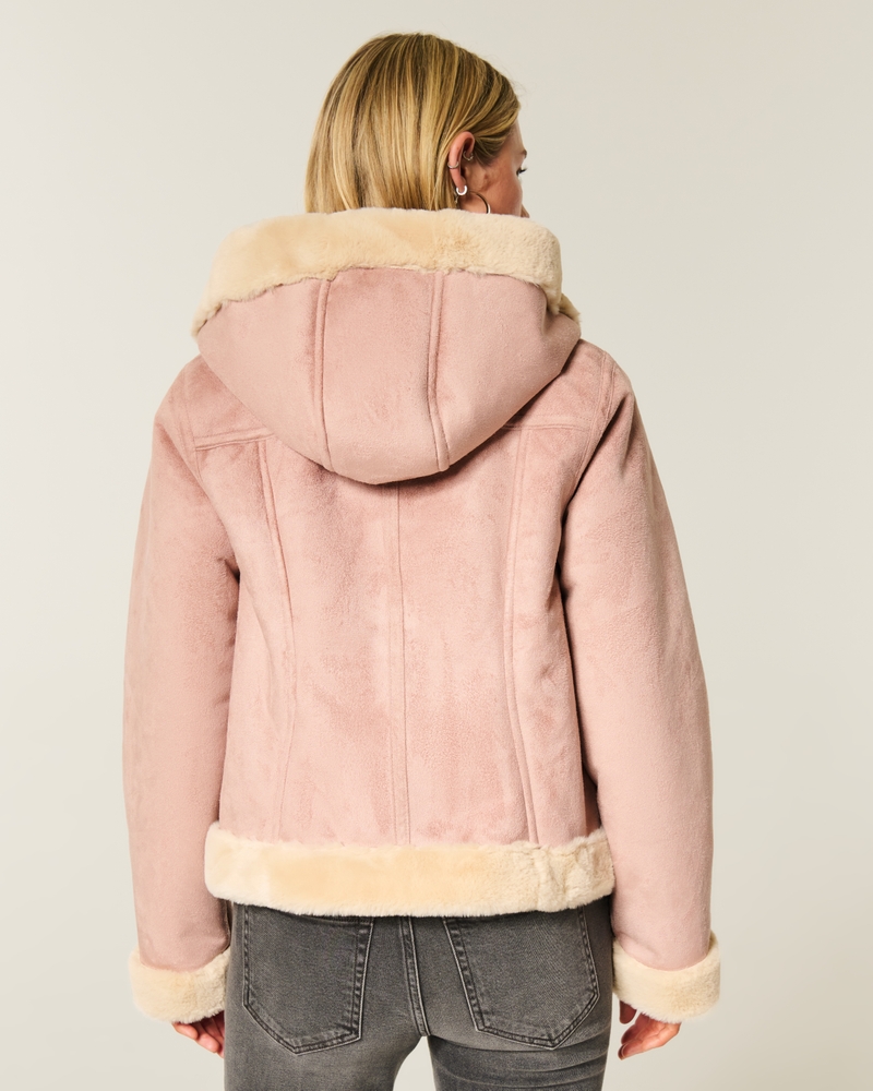 kapuzenjacke mit kunstpelzfutter kunstfellimitat und kaschmir