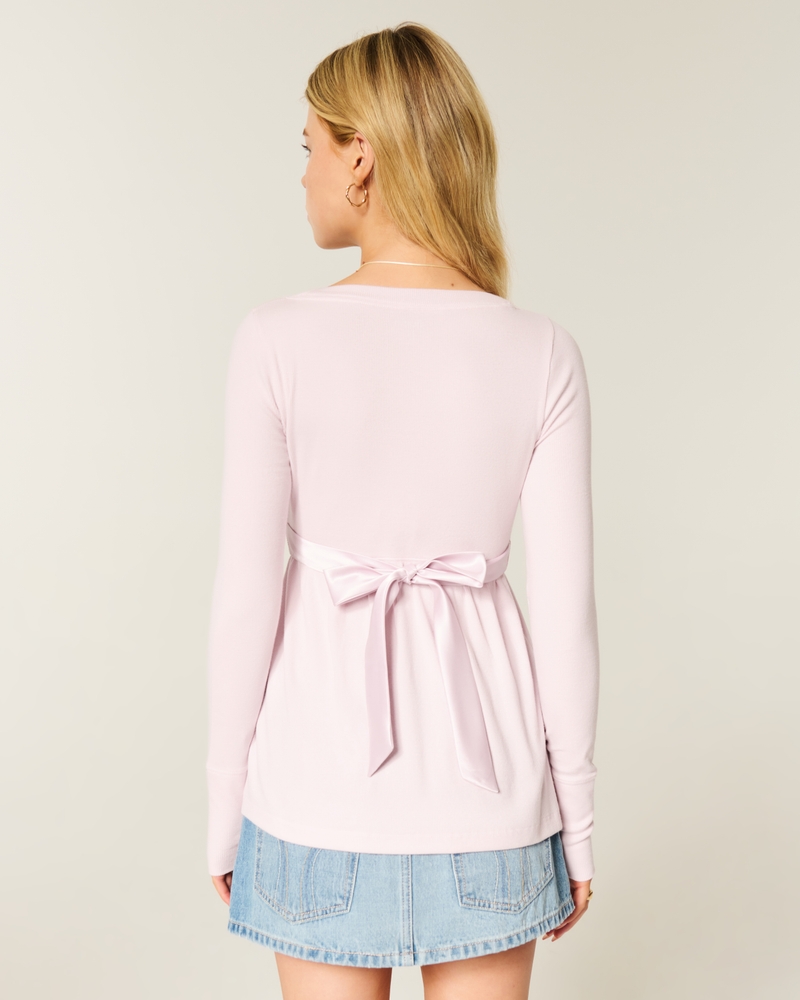 lässiges langärmeliges wickeloberteil im babydoll-stil