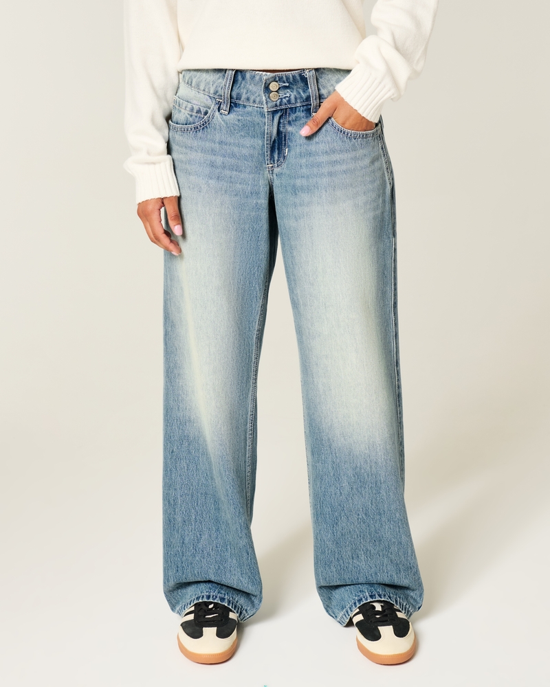 hüftjeans im y2k-stil mit tiefer waschung und baggy-effekt