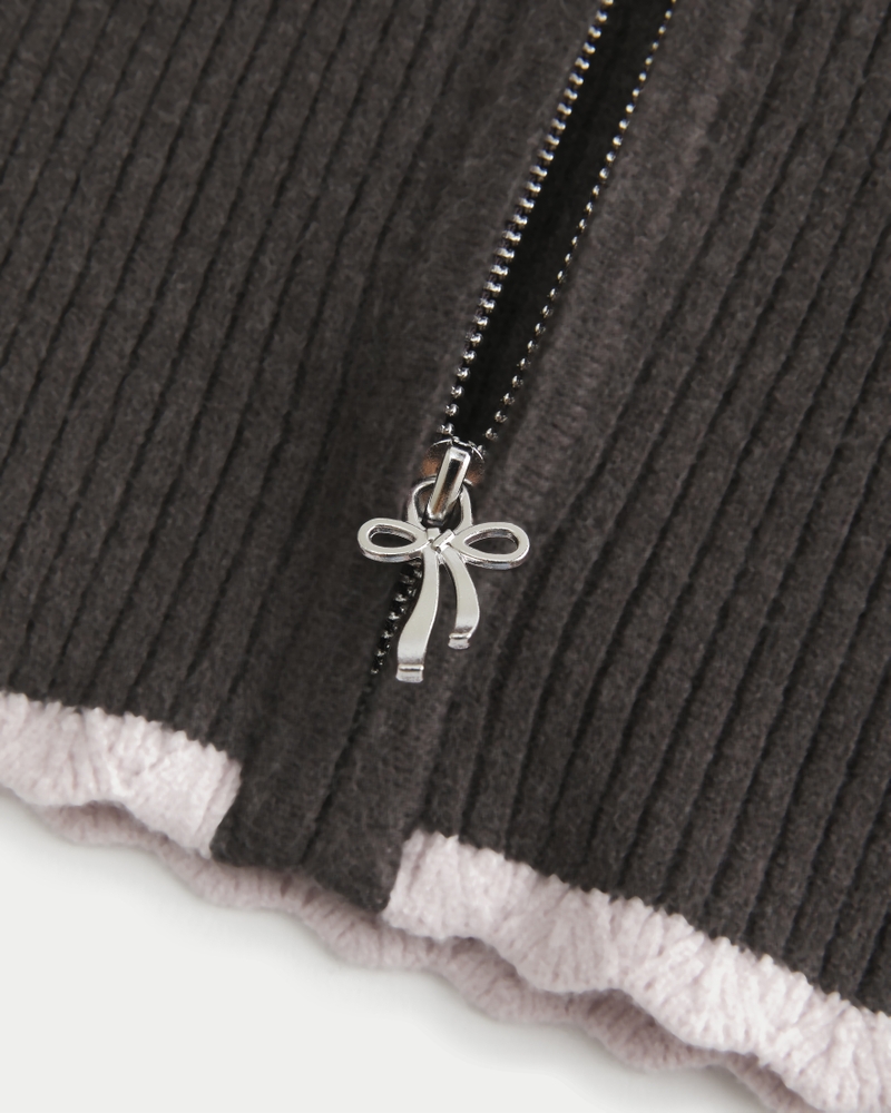 gilly hicks zopfstrick-kapuzenpullover mit reißverschluss