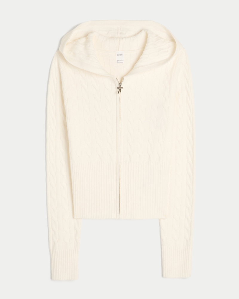 gilly hicks zopfstrick-kapuzenpullover mit reißverschluss