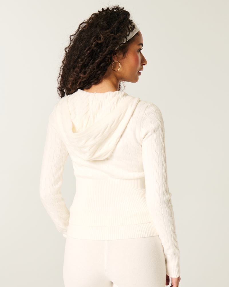 gilly hicks zopfstrick-kapuzenpullover mit reißverschluss