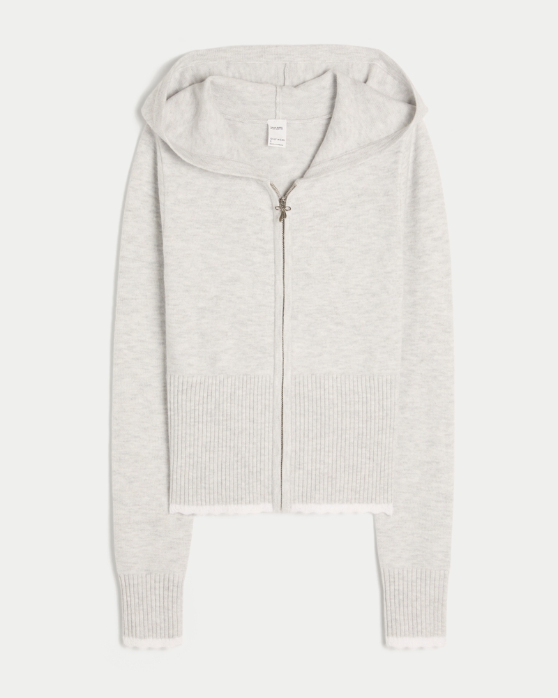 gilly hicks zopfstrick-kapuzenpullover mit reißverschluss