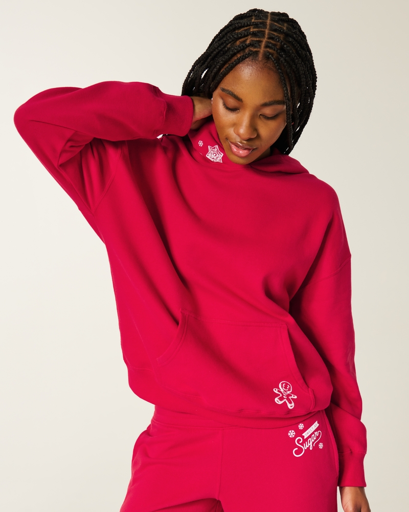 oversize-hoodie mit glitzerprint und bonbonmuster