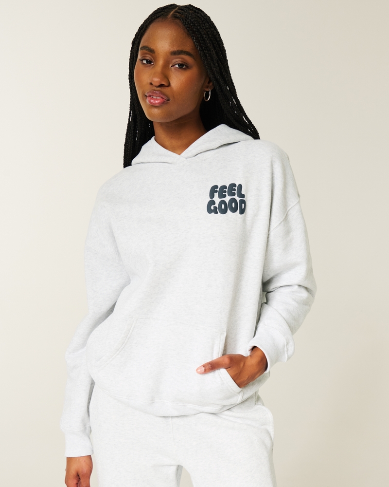hollister feel good logo oversized hoodie
