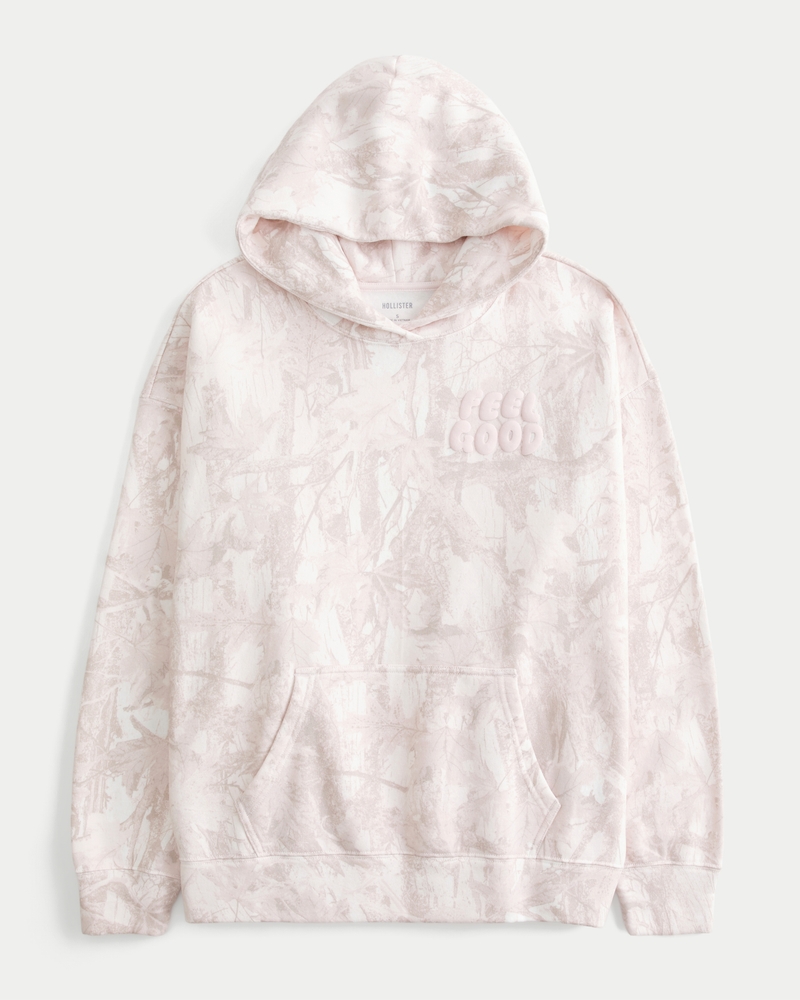 hollister feel good logo-muster oversize-camouflage-hoodie