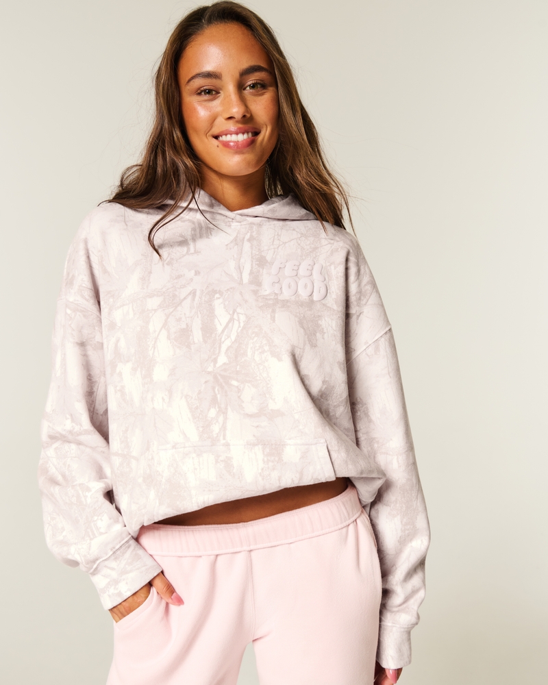 hollister feel good logo-muster oversize-camouflage-hoodie