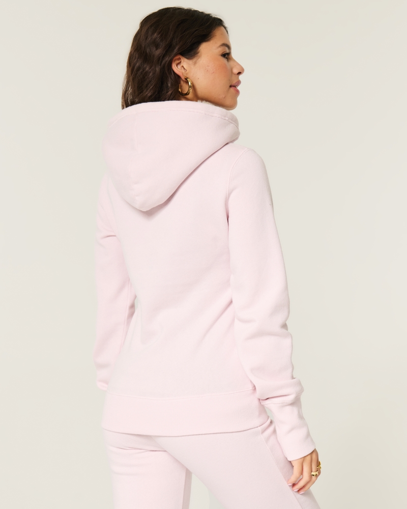 kapuzenpullover mit muster und futter aus kunstfell