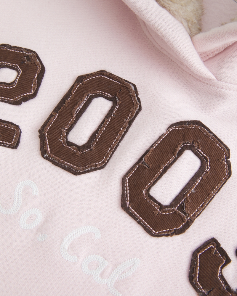 kapuzenpullover mit muster und futter aus kunstfell