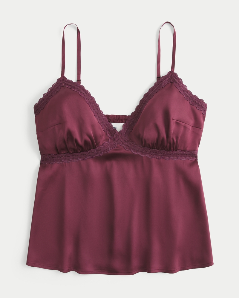 lässiges mit spitze besetztes satin-camisole