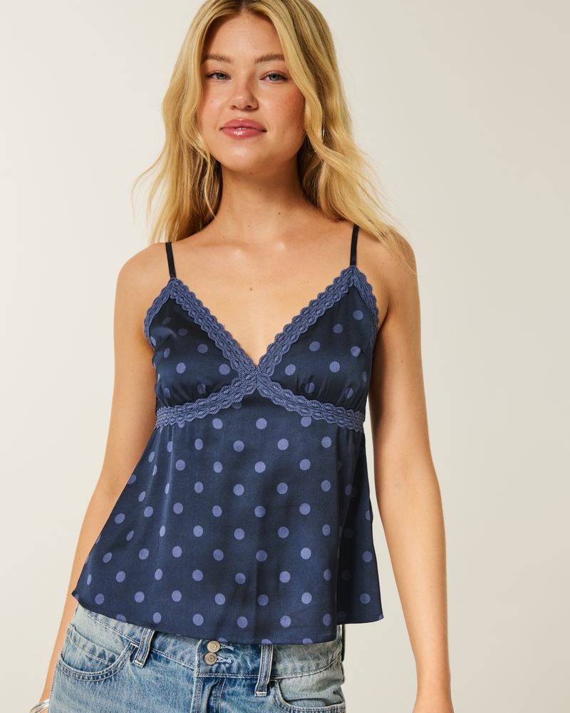 lässiges mit spitze besetztes satin-camisole