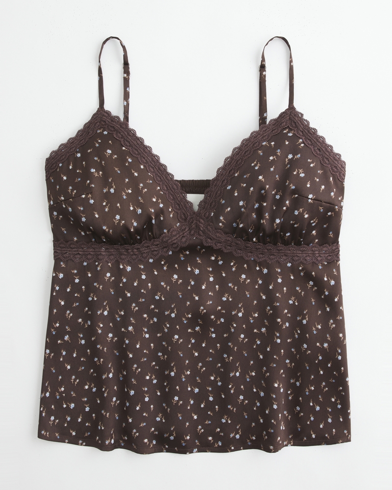 lässiges mit spitze besetztes satin-camisole