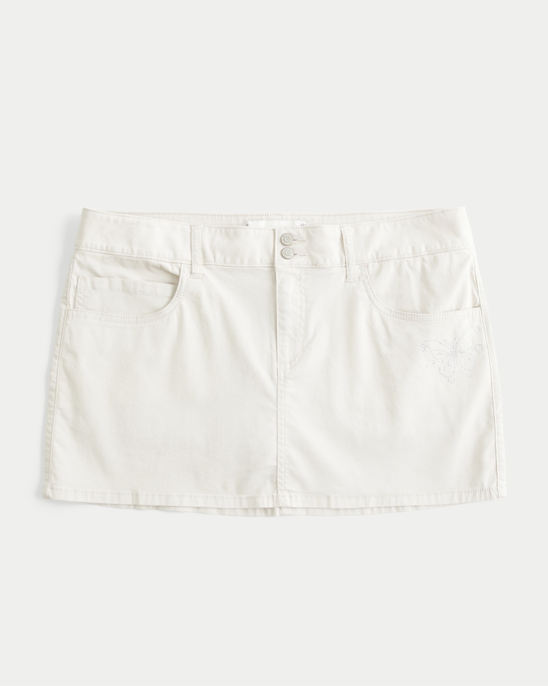 hüftig geschnittener glitzernder schmetterlings-twill-minirockminihose