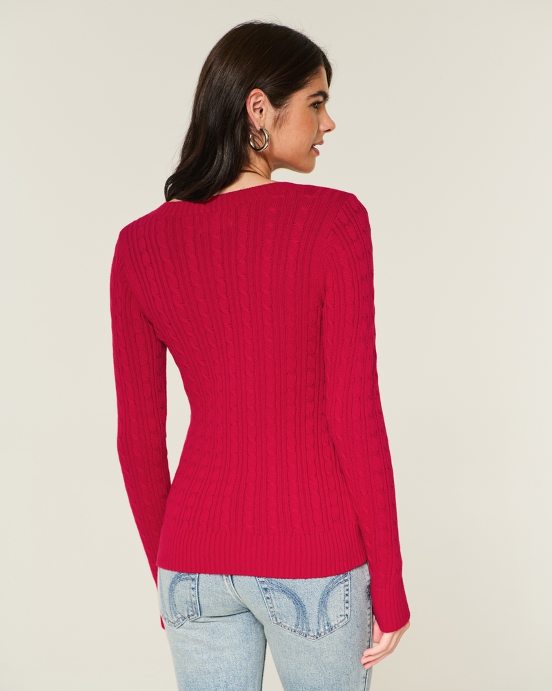 zopfmusterpullover mit v-ausschnitt