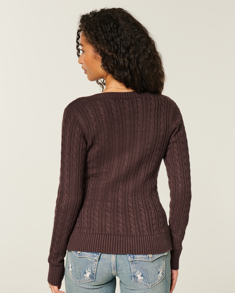 zopfmusterpullover mit v-ausschnitt