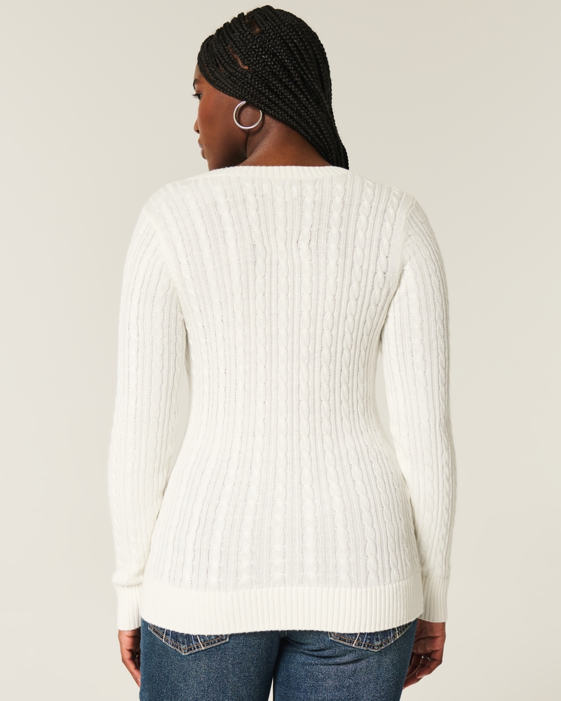 zopfmusterpullover mit v-ausschnitt