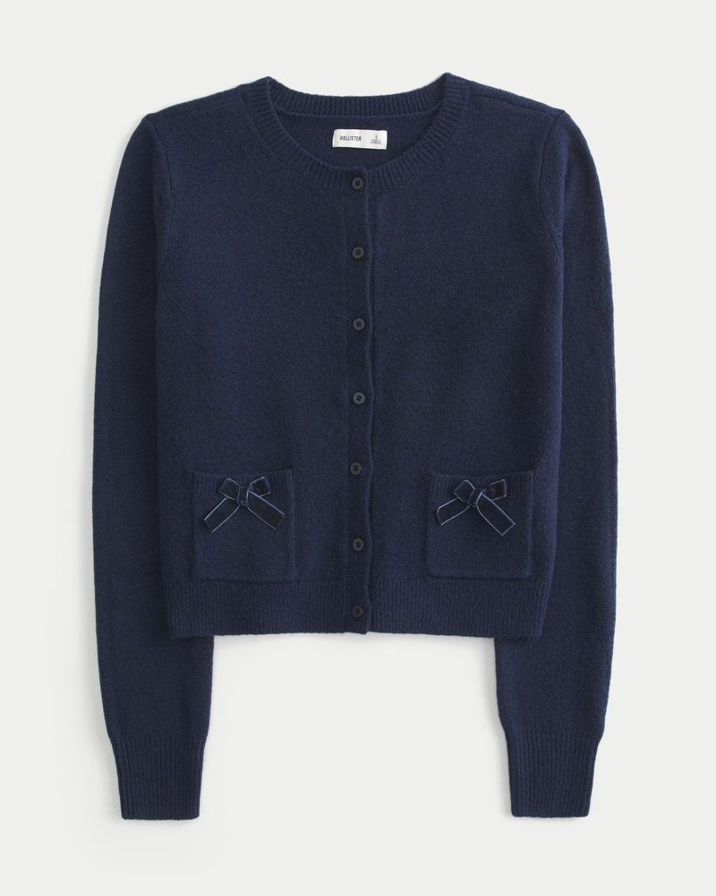 hollister comfy cloud simple bow pocket cardigan