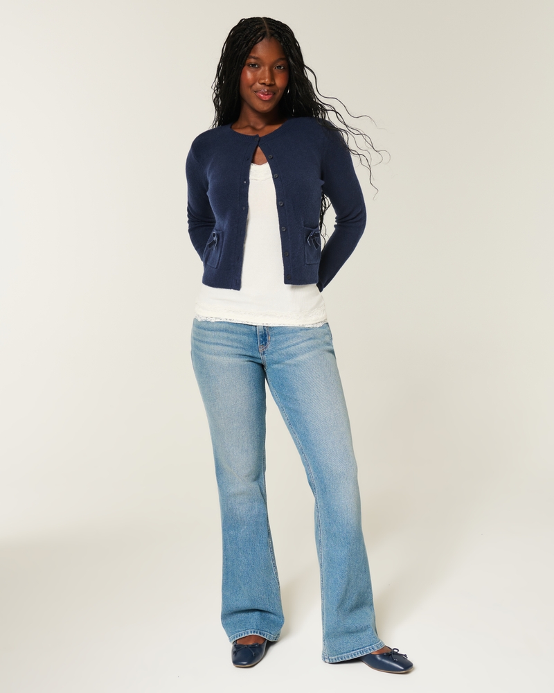 hollister comfy cloud simple bow pocket cardigan