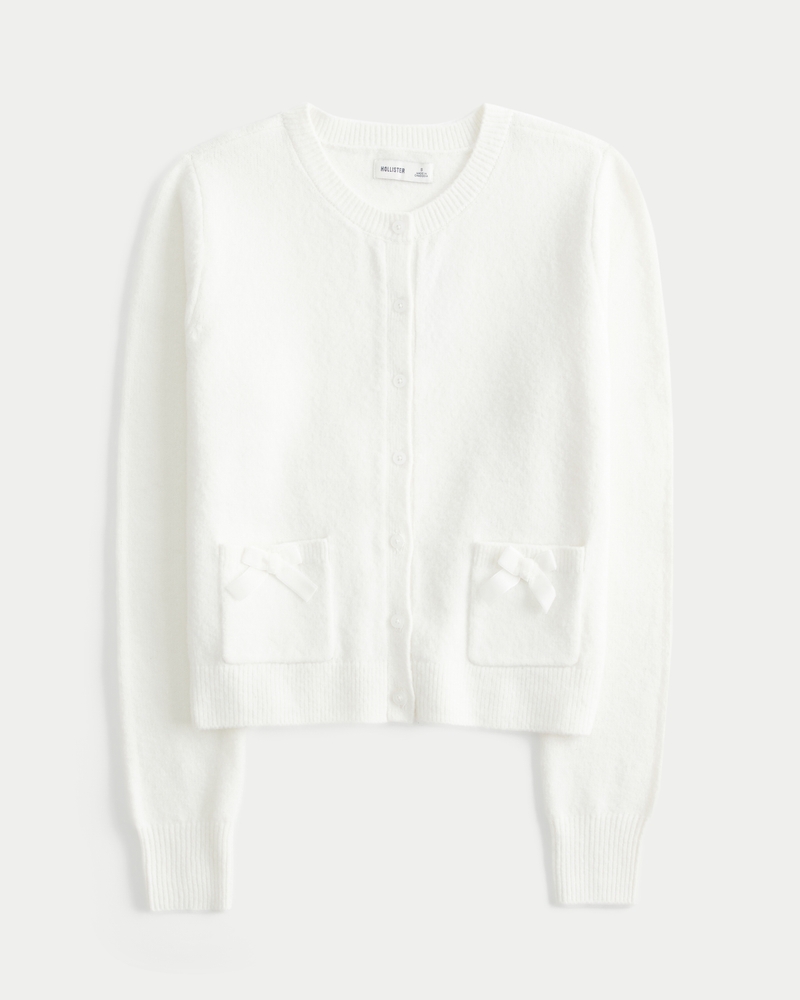 hollister comfy cloud simple bow pocket cardigan