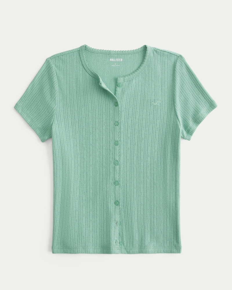 kurzärmelige bluse mit knopfleiste