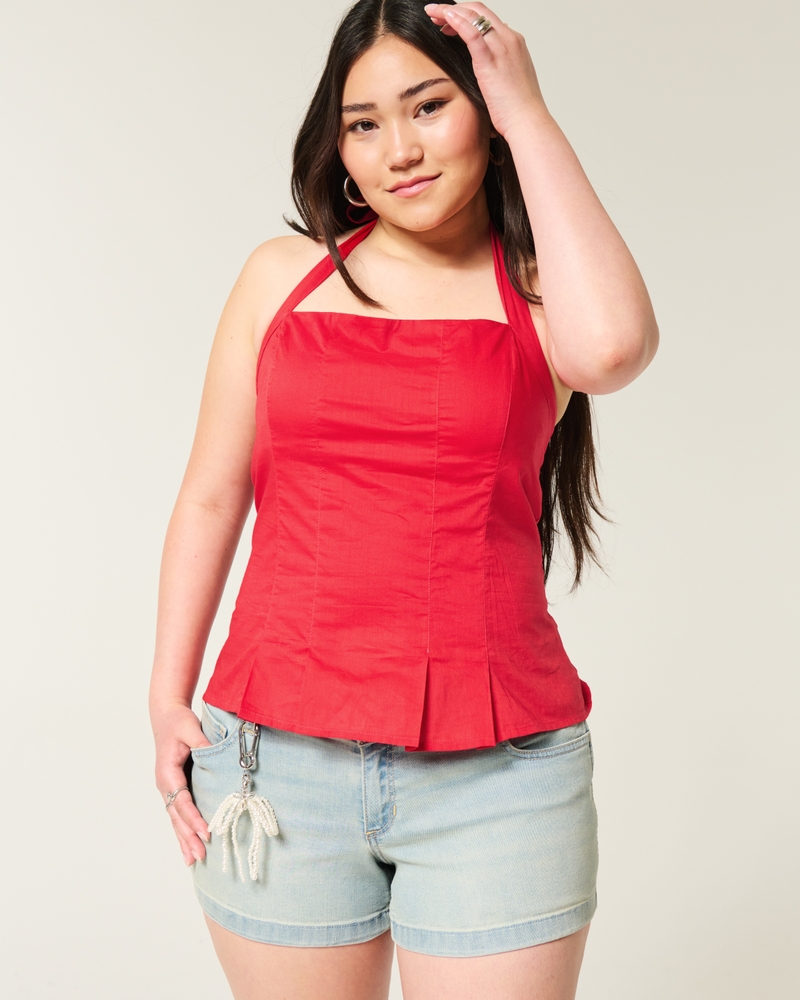 plissiertes rückenfreies camisole-top