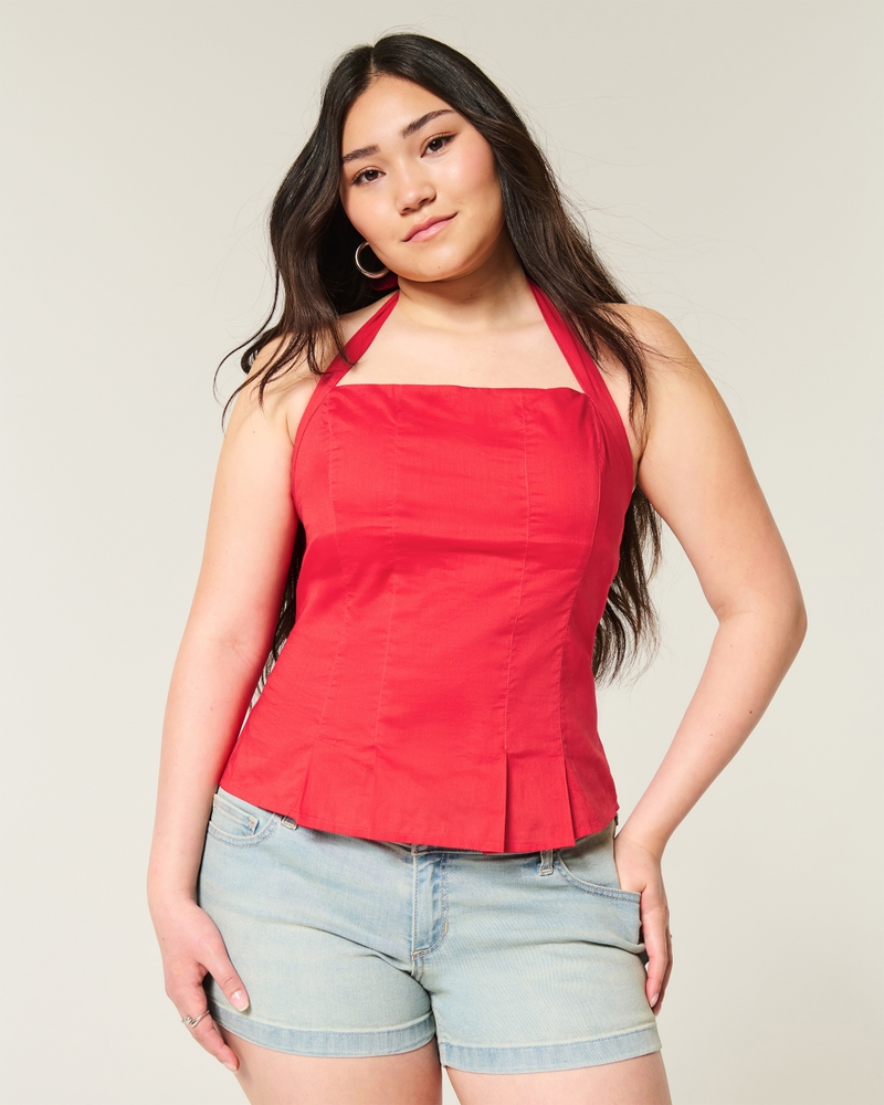 plissiertes rückenfreies camisole-top