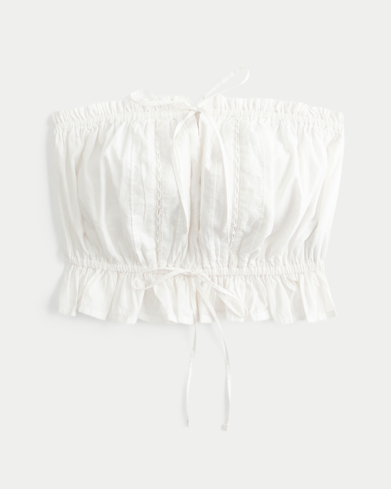 locker sitzendes kurzes trägerloses bustier-top mit spitzenbesatz