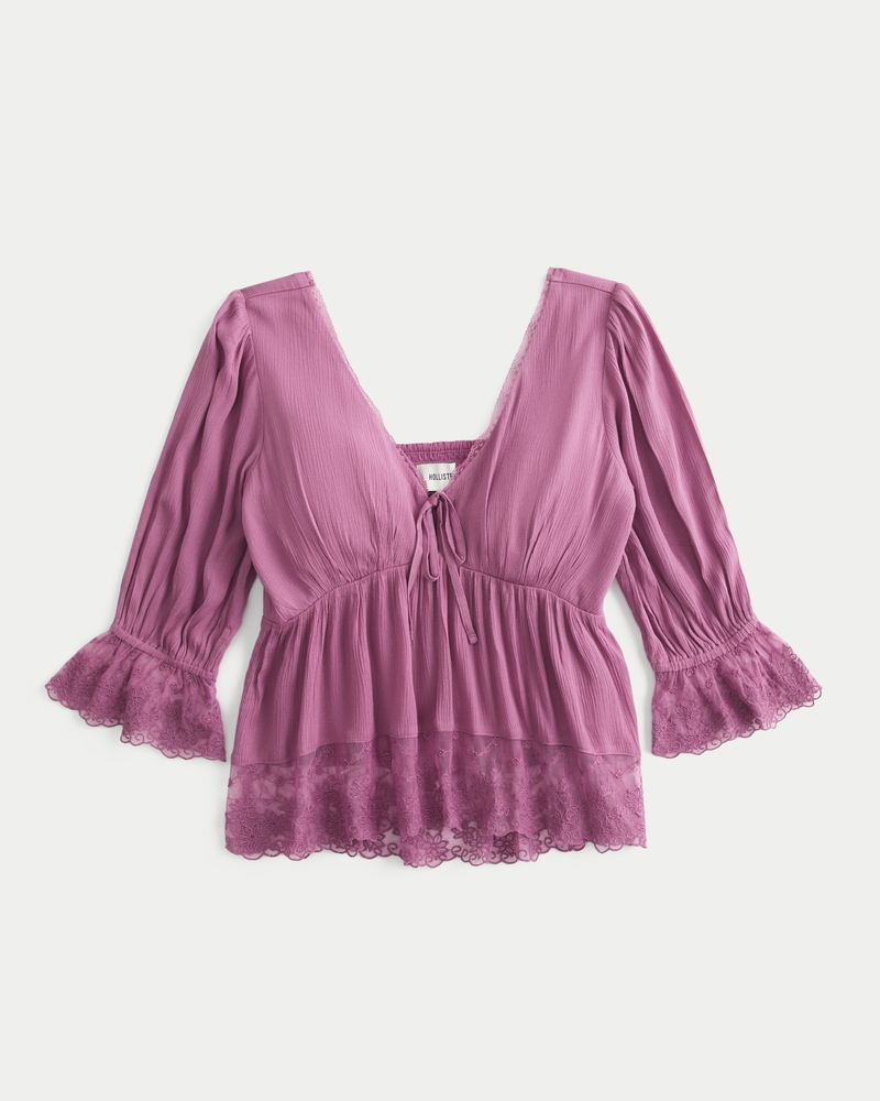 babydoll-top mit dreiviertelärmeln