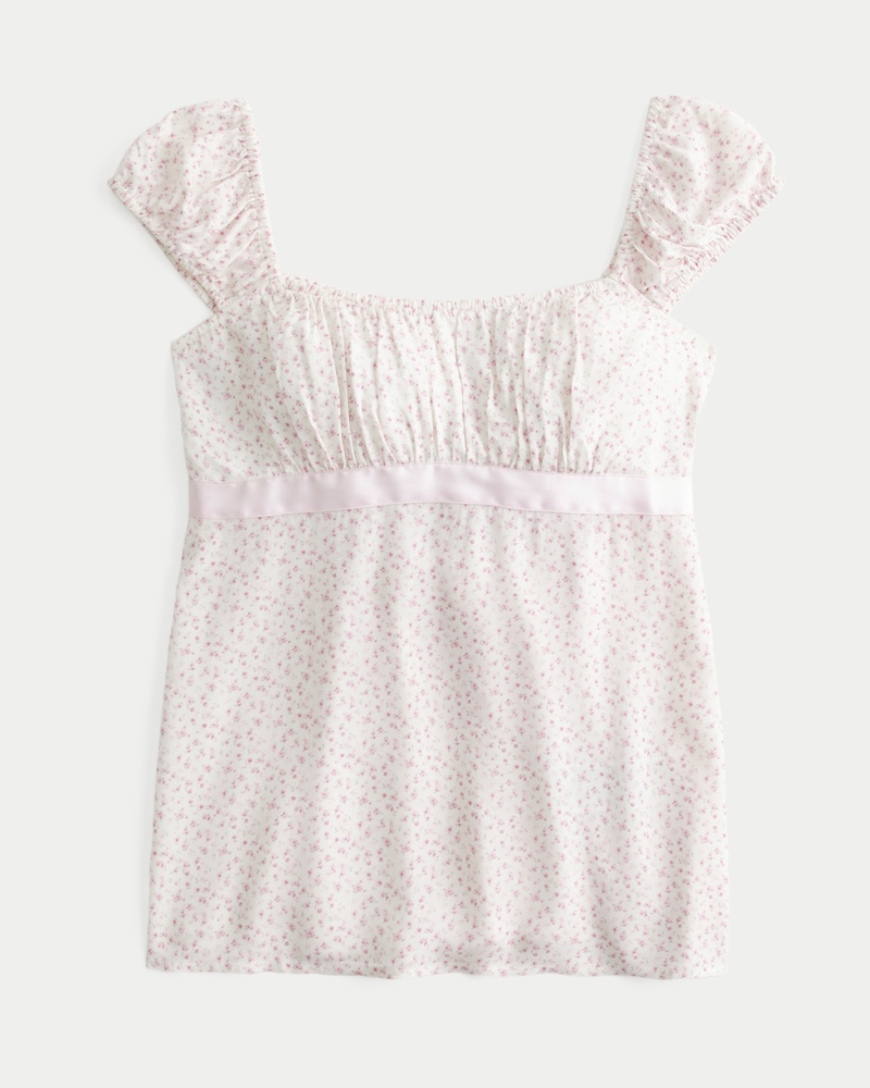 lässiges locker sitzendes babydoll-top aus satinband